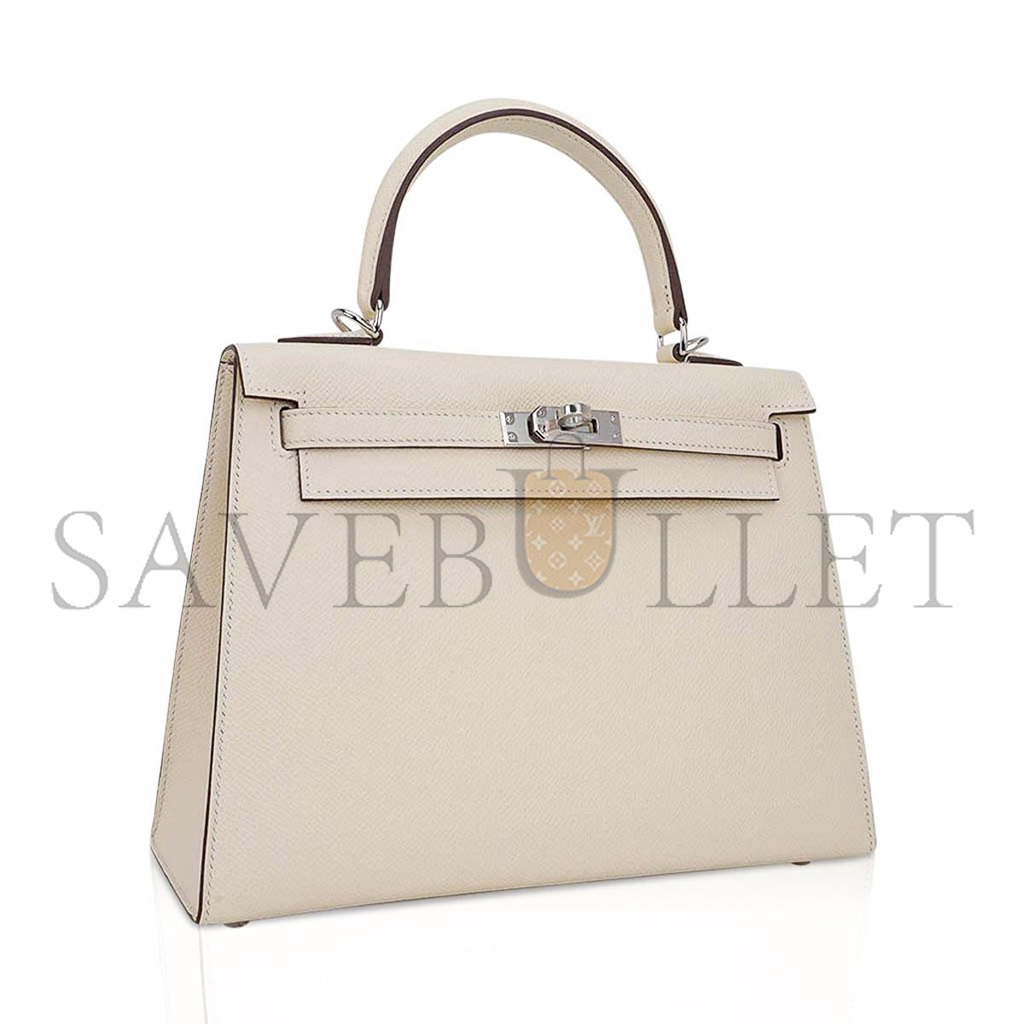 H**mes kelly 25 bag nata palladium hardware epsom leather (25*17*7cm)
